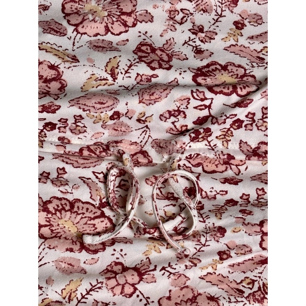 Lucky Brand Pajama Set Women Small Pink Excellent Floral Tie Hem Loungewear - Picture 11 of 12